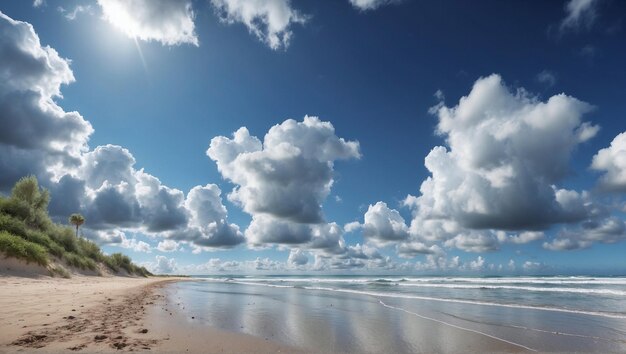 spiaggia con la fotografia del cielo blu limpido