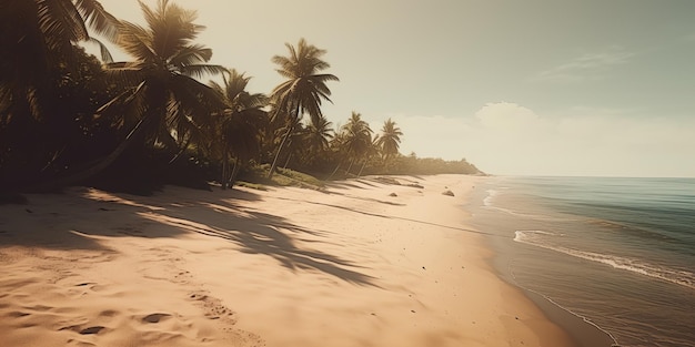 Spiaggia con palme Bella spiaggia tropicale e mare Spiaggia tropicale con palme da cocco Paradise spiaggia tropicale con sabbia bianca Generative AI