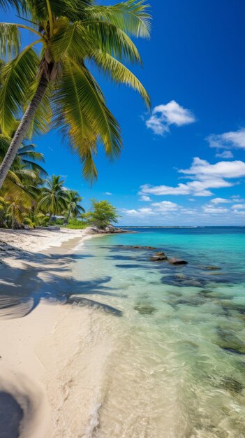 Spiaggia con palme e sabbia bianca