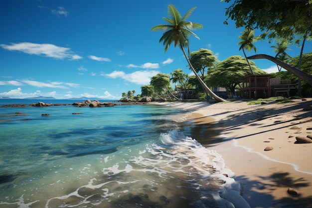Spiaggia con palme generativa ai