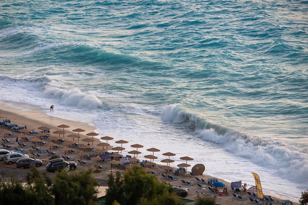 Spiaggia del mare dell'isola di Lefkada in Grecia