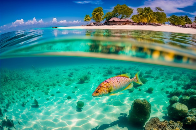 Spiaggia delle Maldive e paradiso sottomarino