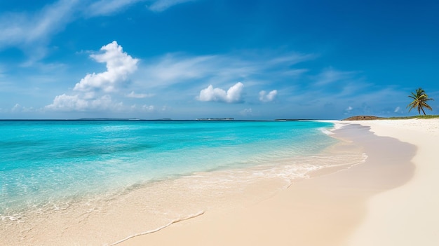 Spiaggia di sabbia bianca con mare turchese AI generativa