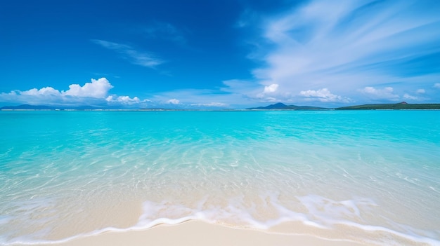 Spiaggia di sabbia bianca con mare turchese AI generativa