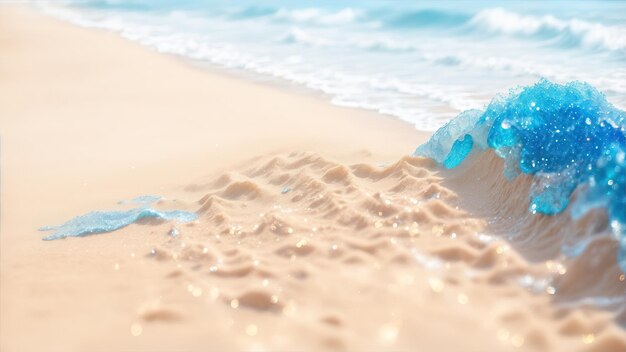 Spiaggia Di Sabbia Con Sfondo Azzurro Del Mare