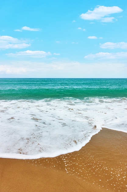 Spiaggia di sabbia, mare e cielo azzurro con nuvole bianche - Seascape