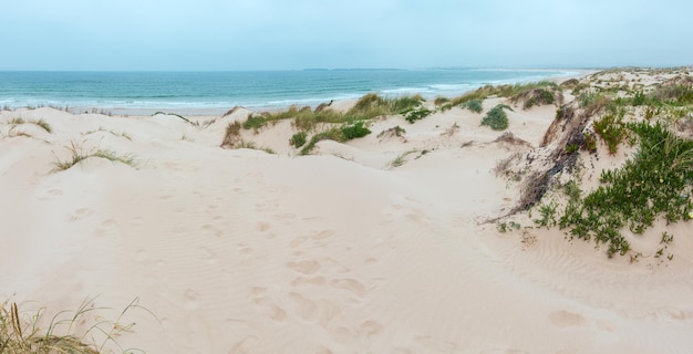 Spiaggia di sabbia Praia Cova de Alfarroba (Peniche, Portogallo).