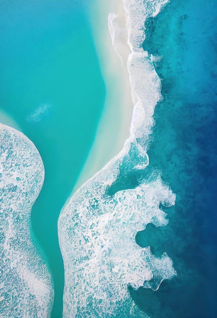 Spiaggia e onde dall'alto Vista aerea di un oceano blu Vista dall'alto del drone