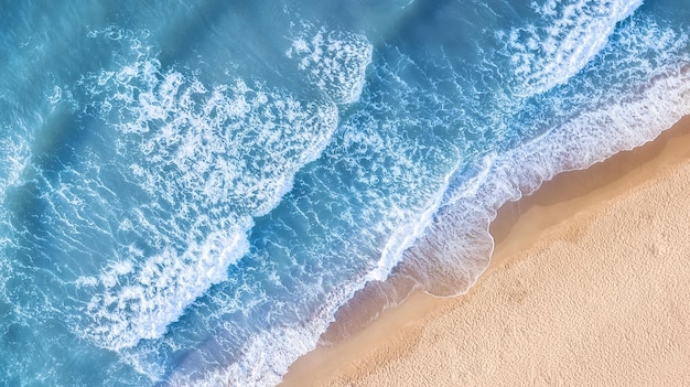 Spiaggia e onde dalla vista dall'alto Vista aerea del lusso che riposa in una giornata di sole Paesaggio marino estivo dall'aria Vista dall'alto dal drone Travelimage