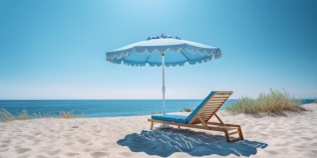 spiaggia estiva in giornata di sole con cielo blu e oceano blu