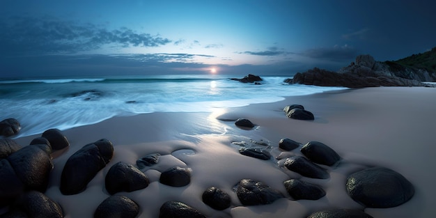 Spiaggia illuminata dalla luna