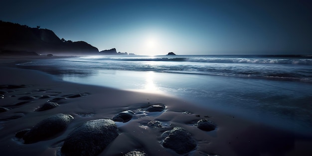 Spiaggia illuminata dalla luna