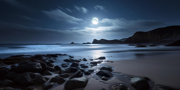 Spiaggia illuminata dalla luna