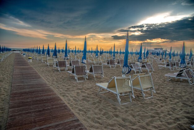 Spiaggia in Romagna al tramonto