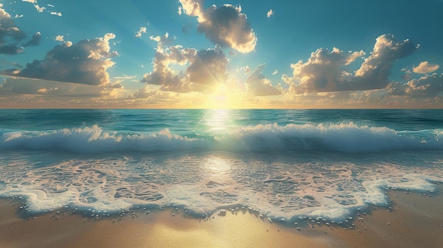 Spiaggia sabbiosa con le onde che si muovono sulla riva