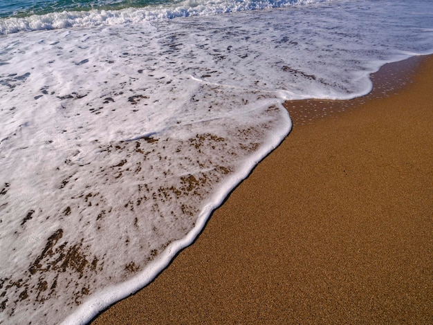 Spiaggia sabbiosa e onde del mare