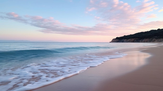 Spiaggia tranquilla all'alba