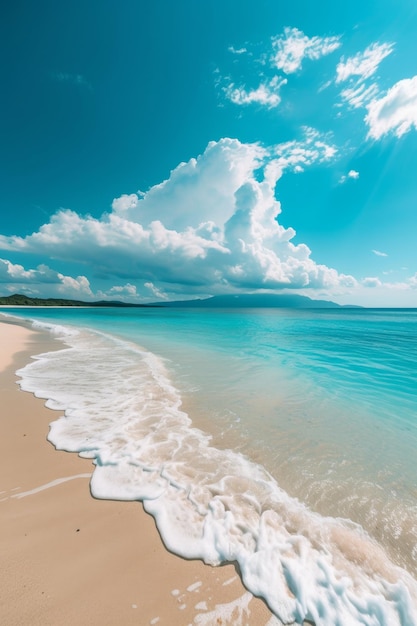 Spiaggia tropicale con acqua blu limpida sulle isole