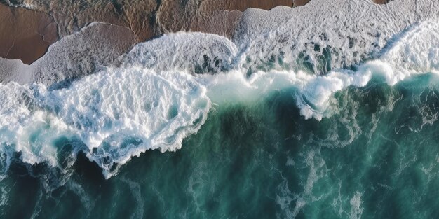 Spiaggia tropicale e onde del mare catturate dal drone