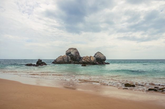 Spiaggia tropicale incontaminata nello Sri Lanka.