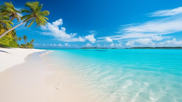 Spiaggia tropicale Vacanze estive su un'isola tropicale con bellissime spiagge e palme Maldive tropicali