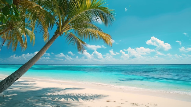 spiaggia vuota fiancheggiata da palme carezzata dal mare turchese