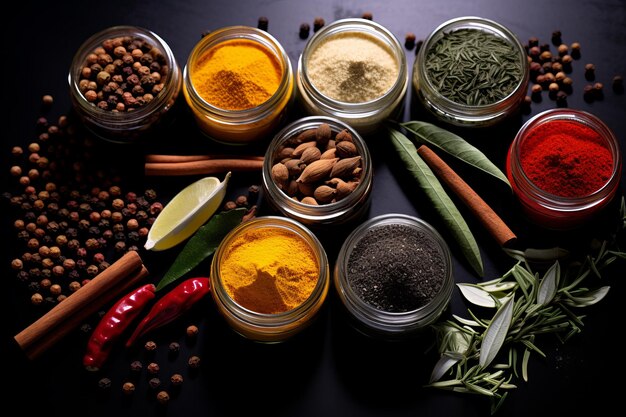 Spice Symphony Una miscela di erbe e sapori su nero