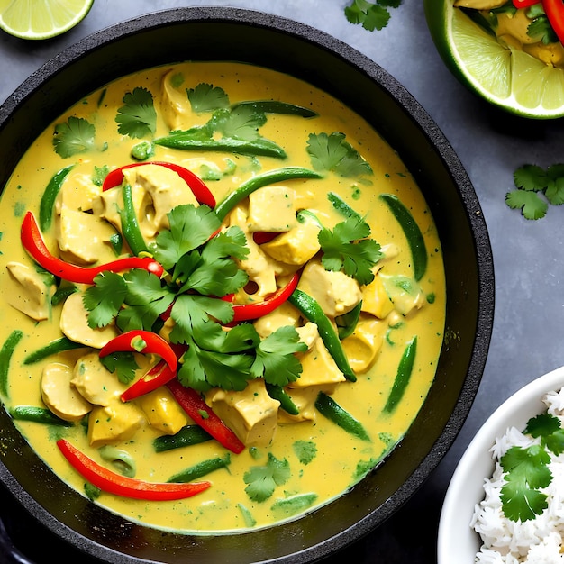 Spicy Thai Coconut Green Curry arte generativa di AI