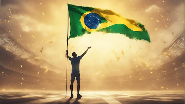 Spiegando i colori della libertà con la gioia e l'orgoglio del popolo della bandiera nel Giorno dell'Indipendenza del Brasile