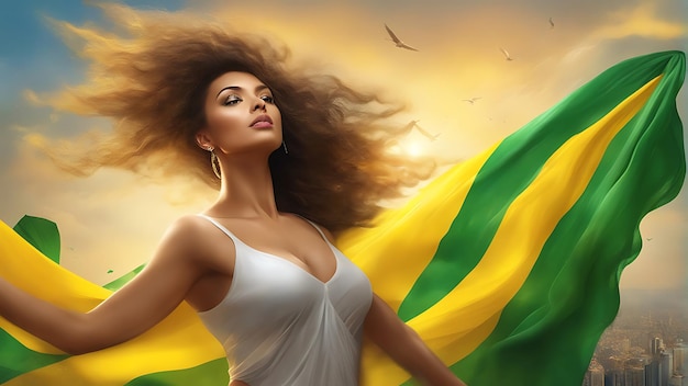 Spiegando i colori della libertà con la gioia e l'orgoglio del popolo della bandiera nel Giorno dell'Indipendenza del Brasile