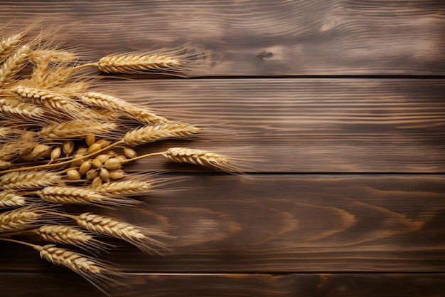 Spighe di grano su un tavolo di legno