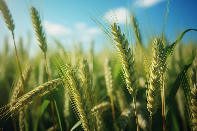 Spighe di grano verde vibrante che crescono nel campo