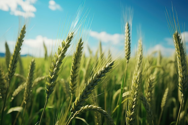 Spighe di grano verde vibrante che crescono nel campo