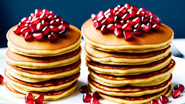 Spingere verso il basso il numero di chiamata del pancake decorato con melograno generato dall'intelligenza artificiale