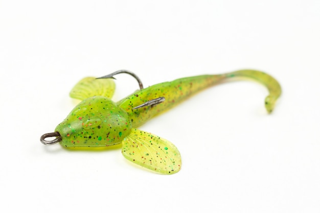 Spinner e wobblers da pesca multicolori sullo sfondo