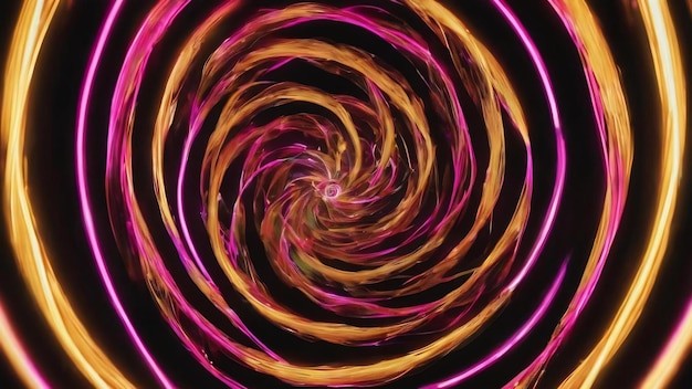 Spirale al neon isolata sul nero