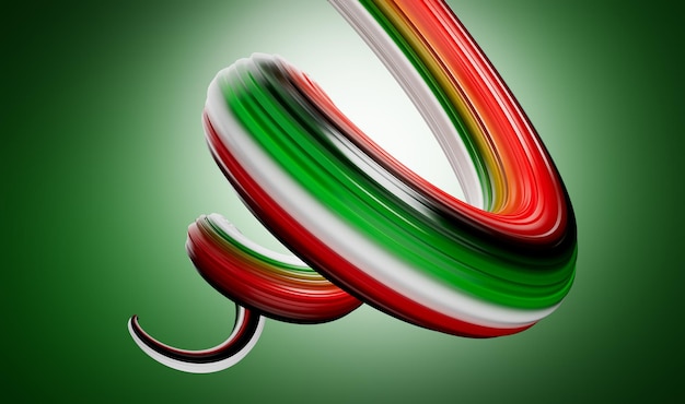 Spirale astratta della bandiera palestinese Colori pennello 3d Illustrazione 3d del tratto