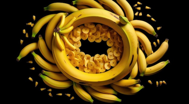 spirale di banane gialle