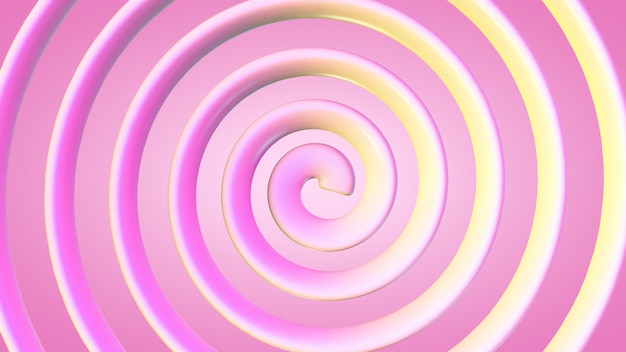 Spirale giallo-rosa su sfondo rosa.