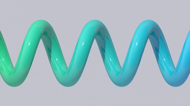 Spirale lucida verde e blu. Illustrazione astratta, rendering 3d.