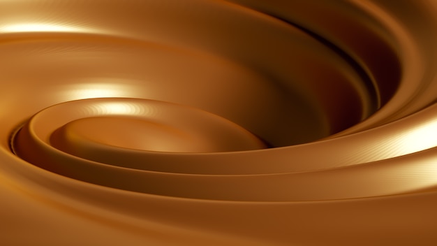 Spirale splash caramello. illustrazione 3d, rendering 3d.