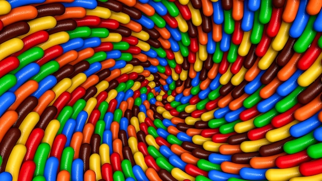 Spirale Sprinkle sfondo Abstract Sprinkles swirl realizzato con illustrazione 3d di Sprinkles colorati