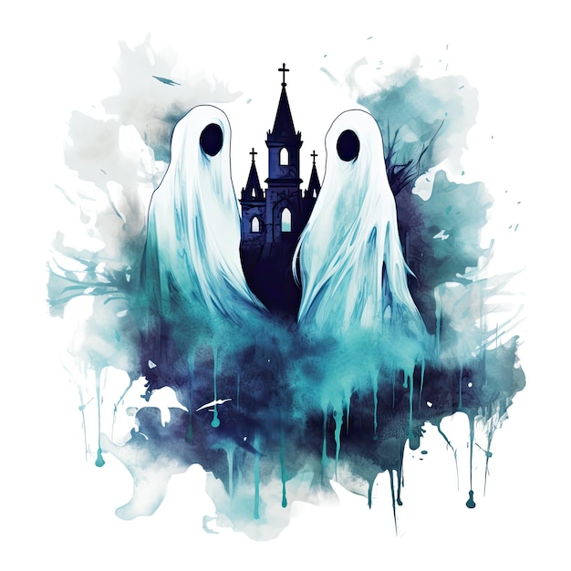 spirito fantasma fantasma illustrazione di Halloween mostro orribile orrore isolato vettore clipart carino