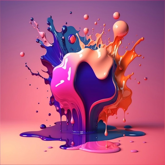 splash background illustrazione di un liquido galleggiante colorato nei colori di tendenza generativa AI