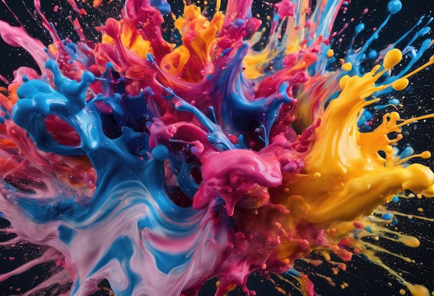 Splash colorato di vernice a olio color arcobaleno splash di vernice colorata splashing verso l'alto sfondo pittorico astratto