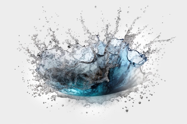 Splash d'acqua blu isolato su sfondo bianco illustrazione di rendering 3D