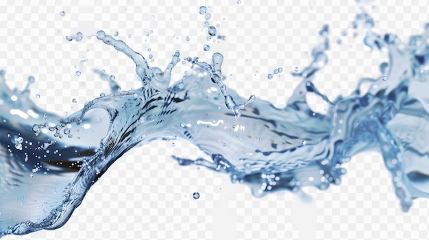 Splash di acqua blu su uno sfondo trasparente