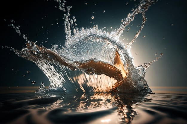 Splash di acqua pulita sospesa nell'aria ondulazioni generative ai illustrazione