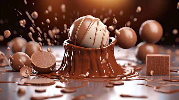 splash di cioccolato con gocce