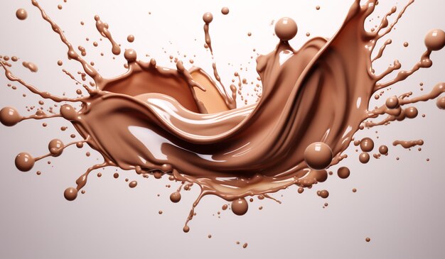 Splash di cioccolato liquido per una pubblicità culinaria generata dall'AI